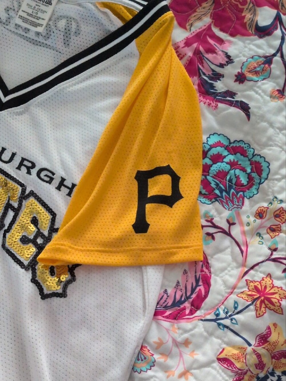 PINK Victoria's Secret Pittsburgh Pirates Mesh Jersey - White & Yellow - Picture 3 of 5